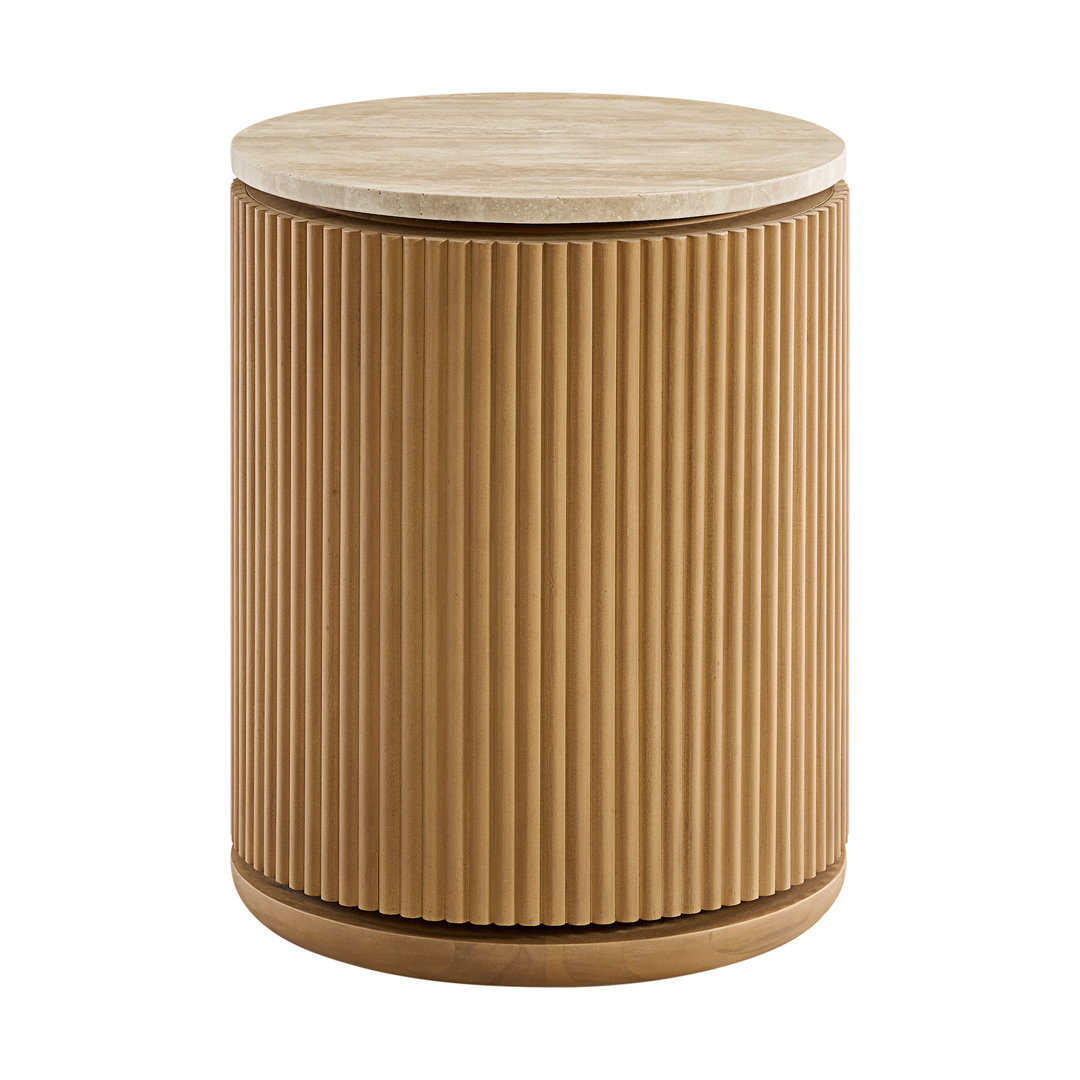 Aster 16" Side Table In Reeded Birch